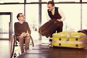 wheelchar user at luggage belt