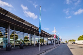 flags in front of the terminal